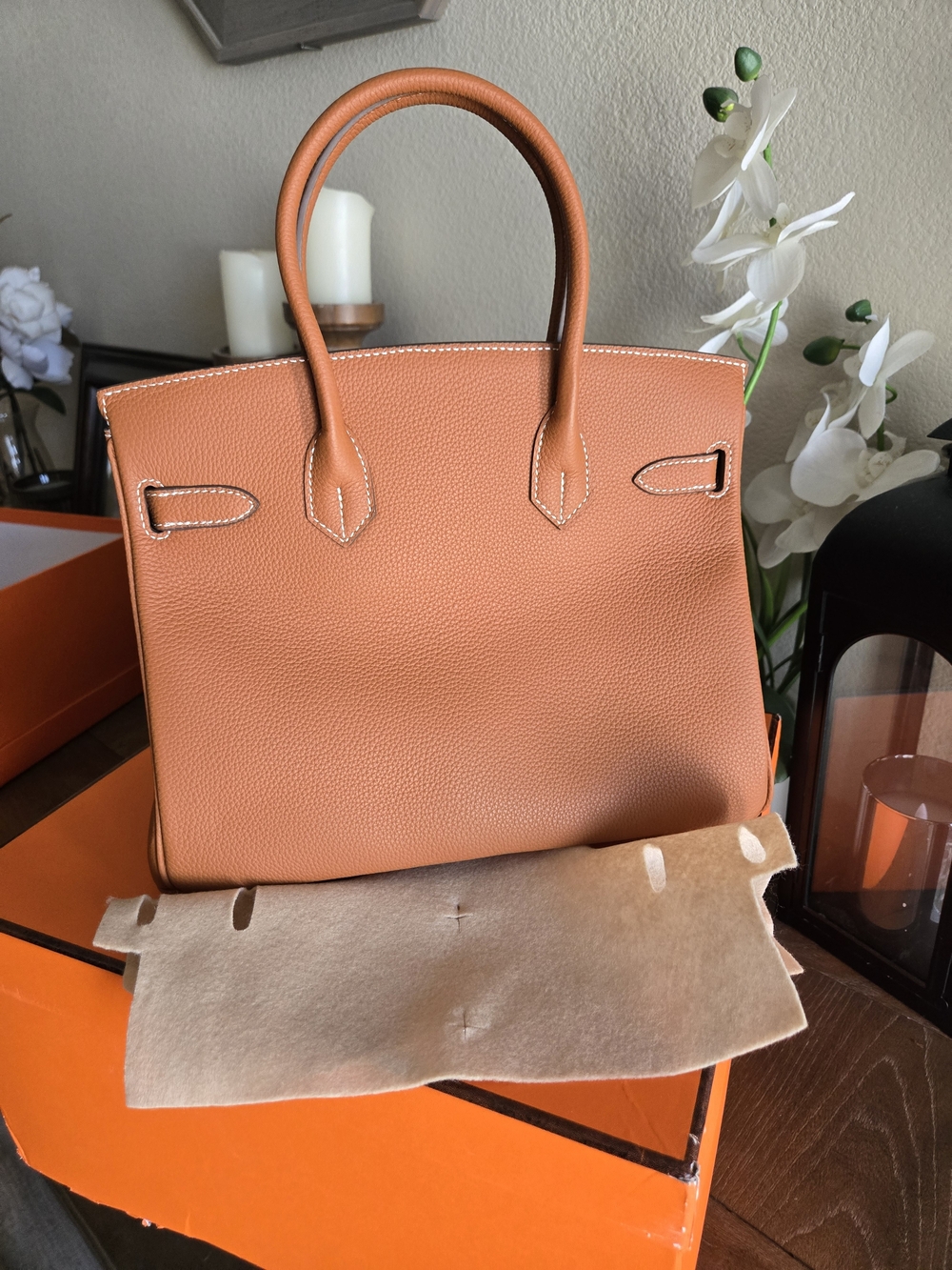 Brown Togo Leather Birkin-Style 30cm Top Handle Bag - Picture 3 of 7